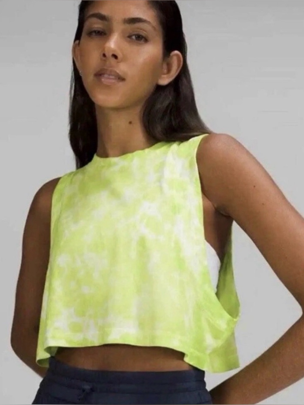 lululemon athletica All Yours Lime Green Tie-Dye Crop Top Tank